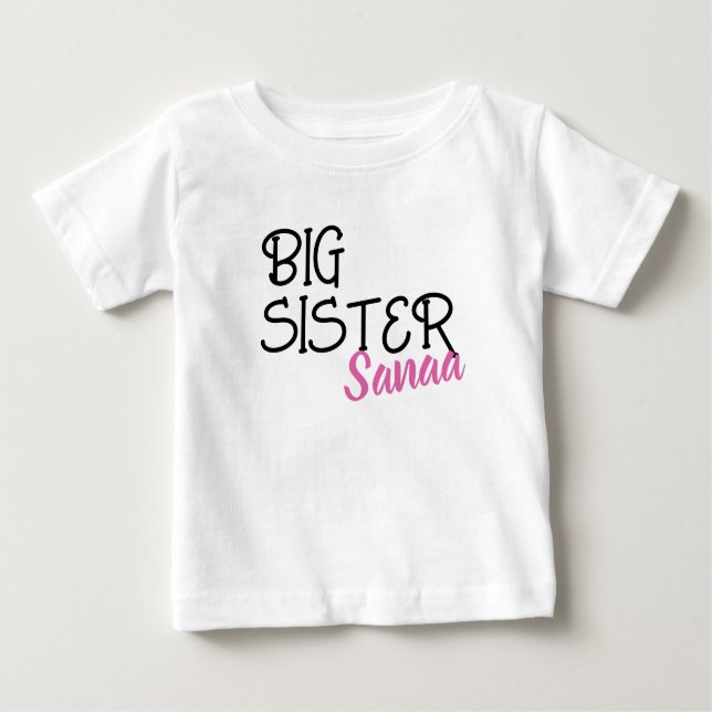 Camiseta Para Bebê Anúncio personalizado de gravidez da Big Sister (Frente)