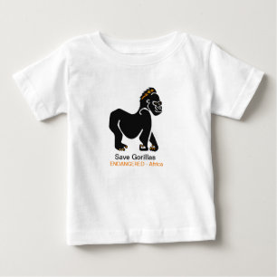 Camiseta Para Bebê Ape -Save GORILLAS -Imagem animal ameaçada-