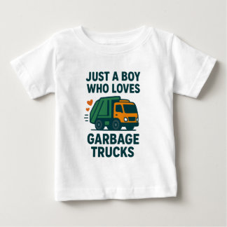 Camiseta Para Bebê Apenas um Menino que Ama Caminhões de Lixo Criança