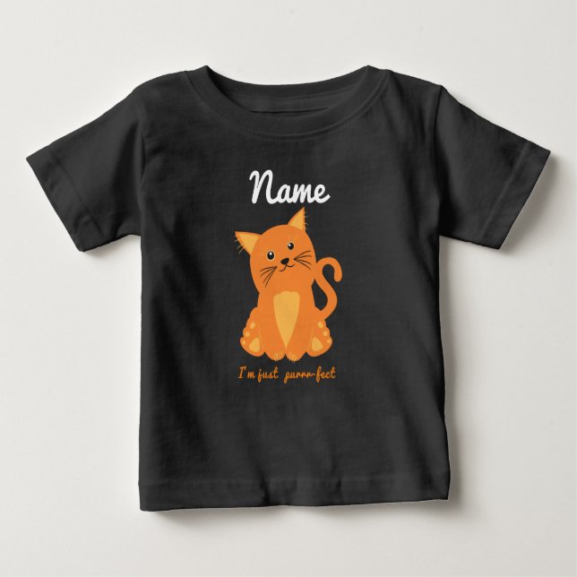 Camiseta Para Bebê Apenas uma citação perfeita com o Orange Kitten (Frente)