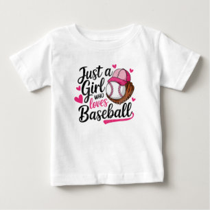 Camiseta Para Bebê Apenas uma Garota que Ama Beisebol