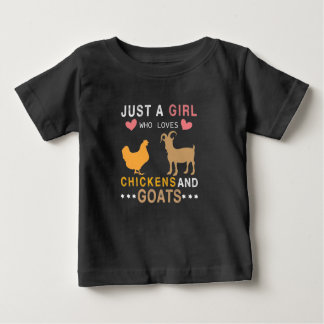 Camiseta Para Bebê apenas uma garota que ama galinhas e cabras