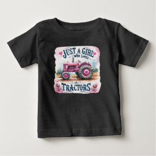 Camiseta Para Bebê Apenas uma garota que ama tratores