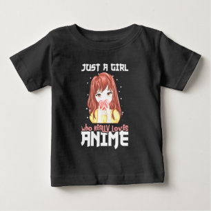 Camiseta Para Bebê Apenas Uma Garota Que Realmente Ama Anime