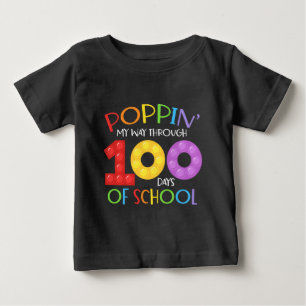 Camiseta Para Bebê Aperte meu caminho através de 100 dias de escola