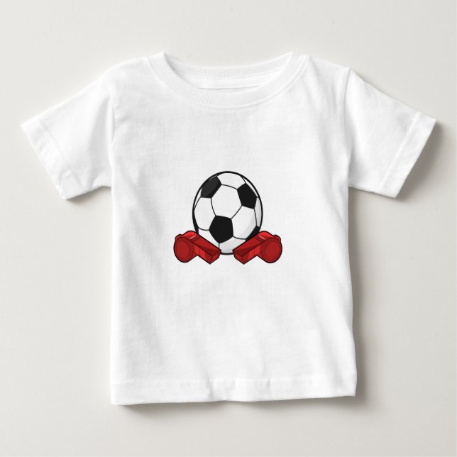 Camiseta Para Bebê Apito de árbitro & Bola de futebol (Frente)