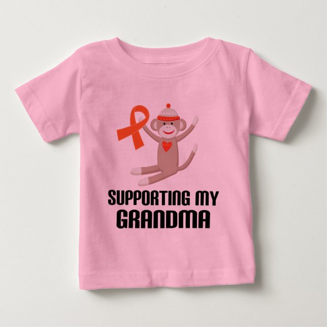 Camiseta Para Bebê Apoiando minha fita alaranjada da consciência da (Frente)