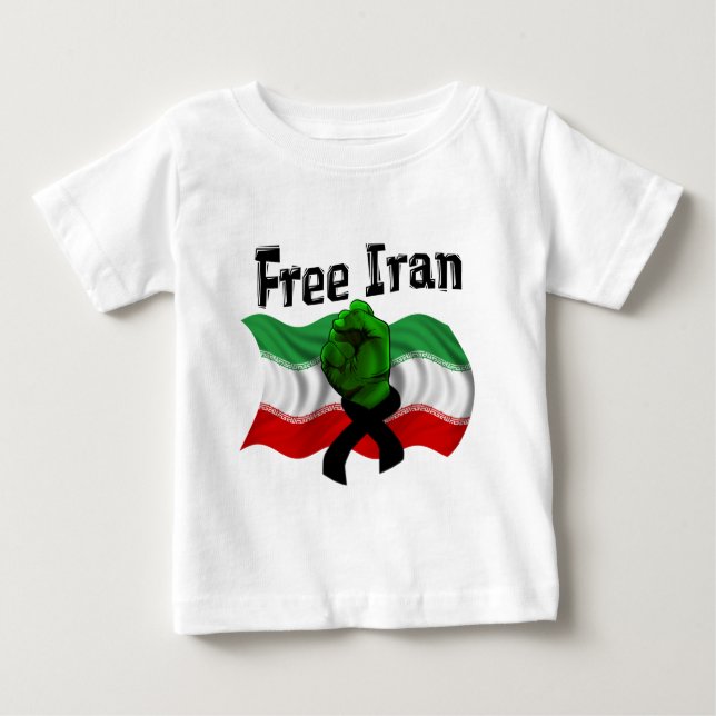 Camiseta Para Bebê Apoiar A Onda Verde, Libertar O Irã (Frente)
