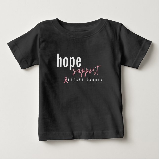 Camiseta Para Bebê apoio de esperança para o cancer da mama. Baby T-S (Frente)