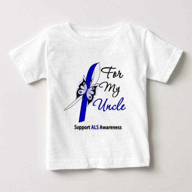 Camiseta Para Bebê Apoio do ALS para meu tio (Frente)