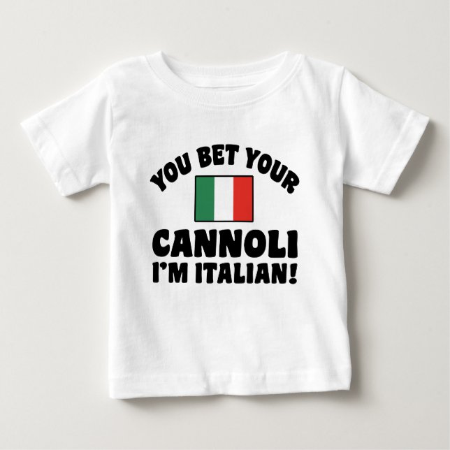 Camiseta Para Bebê Aposto que seus canoli sou italiano (Frente)