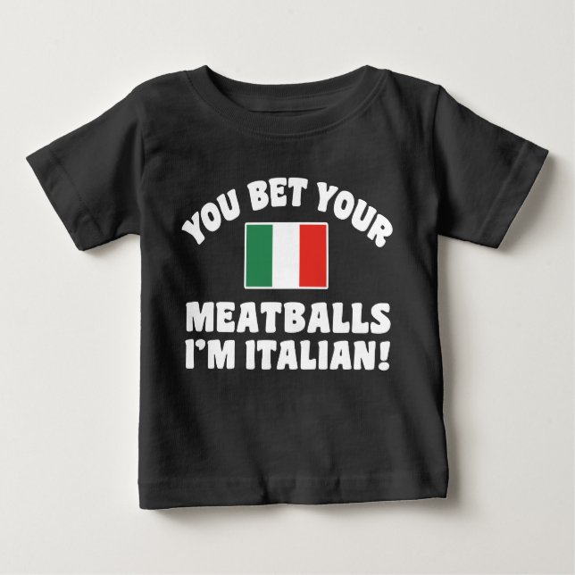 Camiseta Para Bebê Aposto que sou italiano. (Frente)