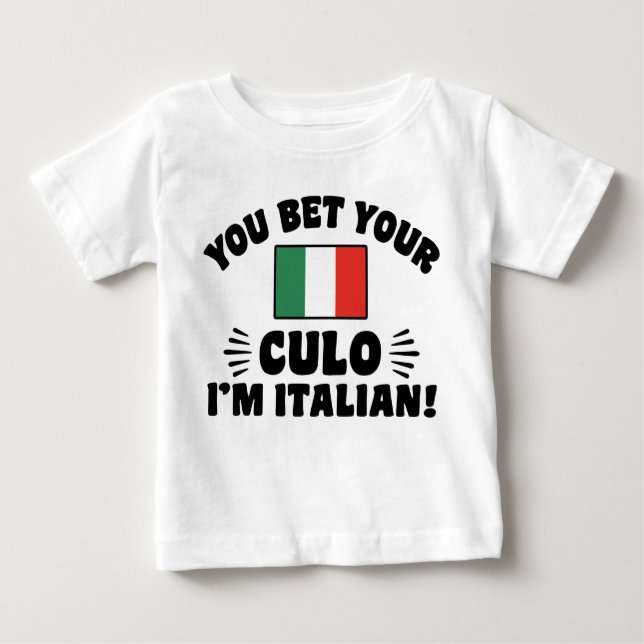 Camiseta Para Bebê Aposto que sou italiano. (Frente)