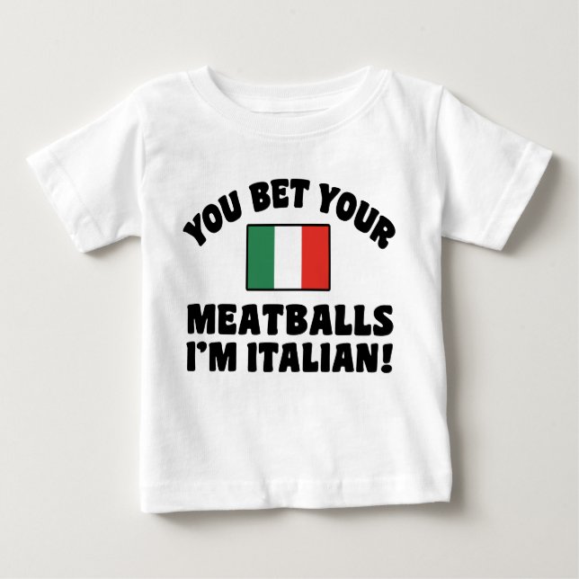 Camiseta Para Bebê Aposto que sou italiano. (Frente)
