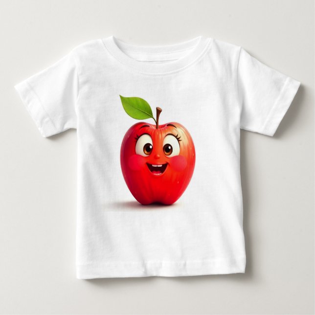Camiseta Para Bebê Apple printed Baby Fine Jersey T-Shirt (Frente)