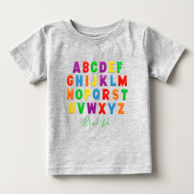 Camiseta Para Bebê aprendizado simples e personalizado ABC (Frente)
