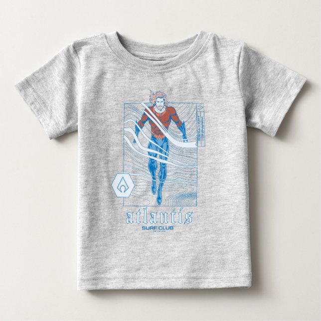 Camiseta Para Bebê Aquaman - Atlantis Surf Club (Frente)