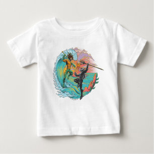 Camiseta Para Bebê Aquaman & Black Manta Tidal Wave