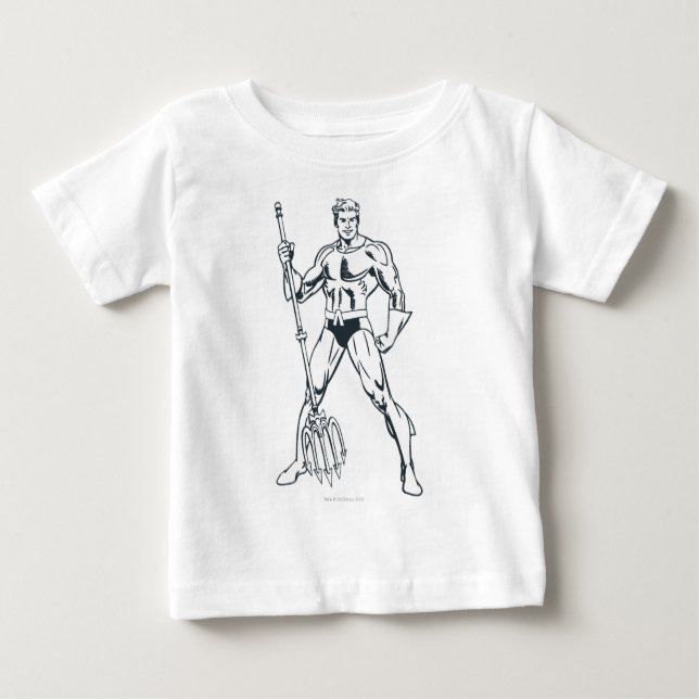 Camiseta Para Bebê Aquaman com Pitchfork BW (Frente)