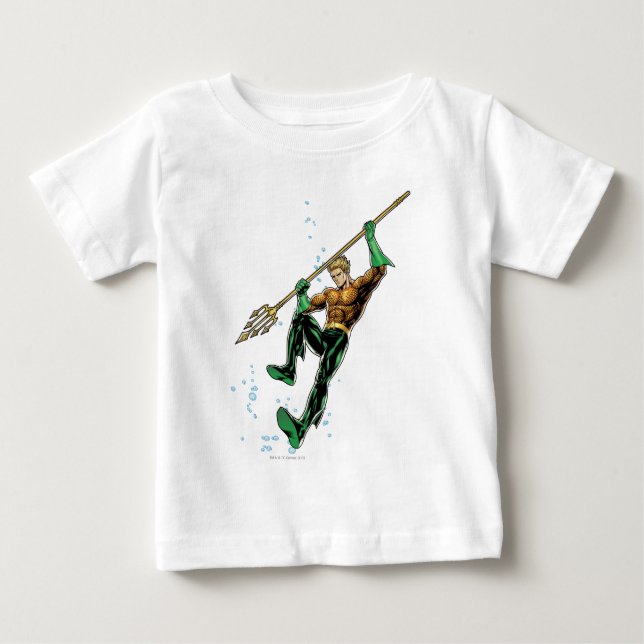 Camiseta Para Bebê Aquaman com Spear (Frente)