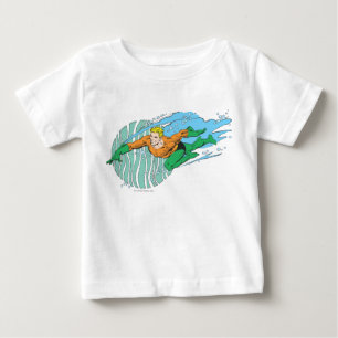 Camiseta Para Bebê Aquaman salta à esquerda