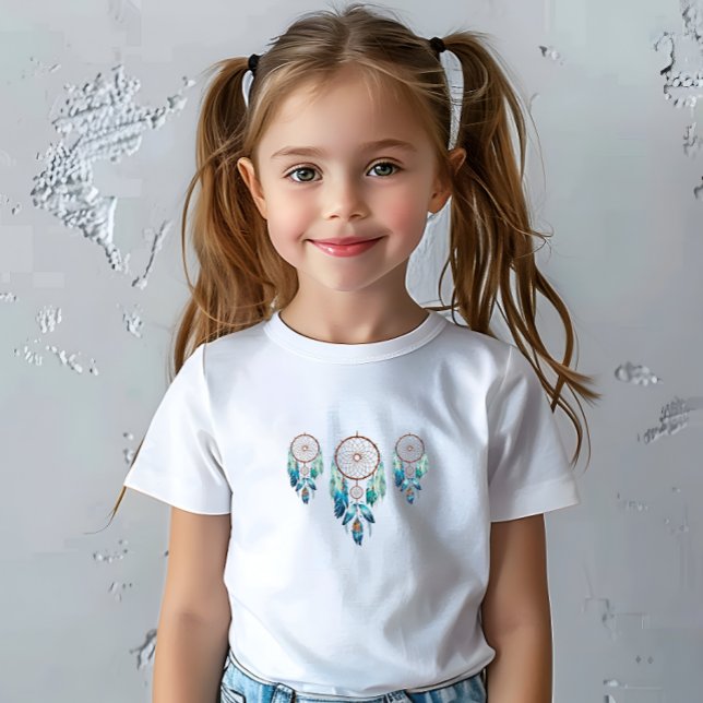 Camiseta Para Bebê Aquamarine Watercolor Dreamcatcher Chá de fraldas (Aquamarine Watercolor Dreamcatcher Baby Shower Baby T-Shirt)
