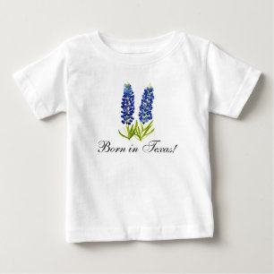 Camiseta Para Bebê Aquarela de Bluebonnets Menino Floral Bebê