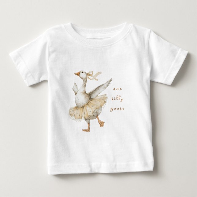 Camiseta Para Bebê Aquarela de Silly Goose de 3 anos (Frente)