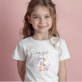 Camiseta Para Bebê Aquarela de Unicórnio da Primavera
