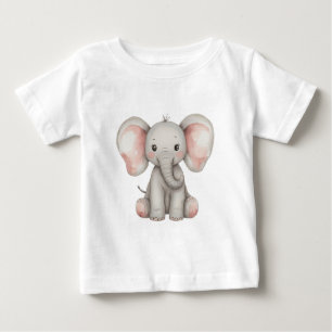 Camiseta Para Bebê Aquarela Elefante Bebê