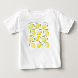 Camiseta Para Bebê Aquarela Limões Amarelos