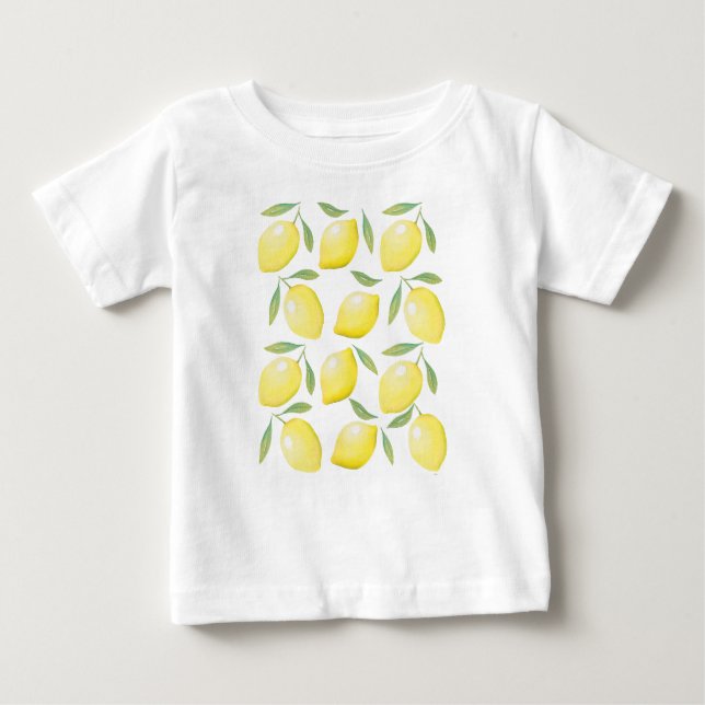 Camiseta Para Bebê Aquarela Limões Amarelos (Frente)