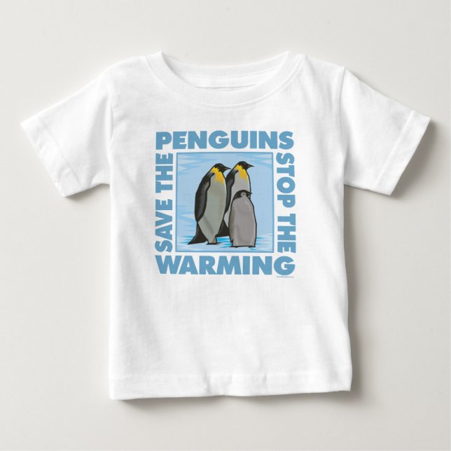 Camiseta Para Bebê Aquecimento Global, Pinguins (Frente)