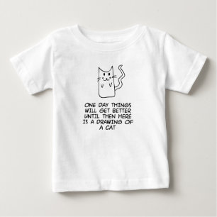 Camiseta Para Bebê Aqui está o desenho de um gato