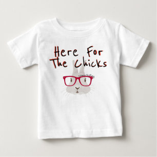 Camiseta Para Bebê Aqui para os pintinhos! Coelho Primavera de páscoa