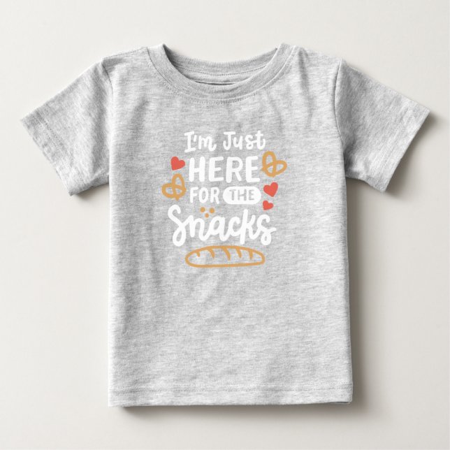 Camiseta Para Bebê Aqui para os Snacks (Frente)