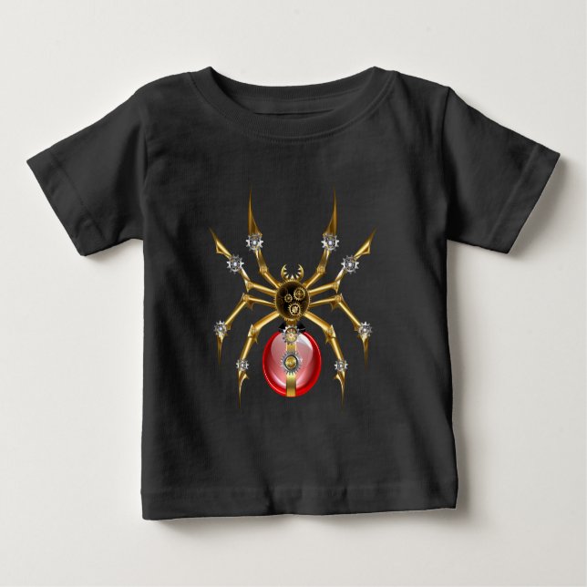 Camiseta Para Bebê Aranha-do-galo em preto (Frente)