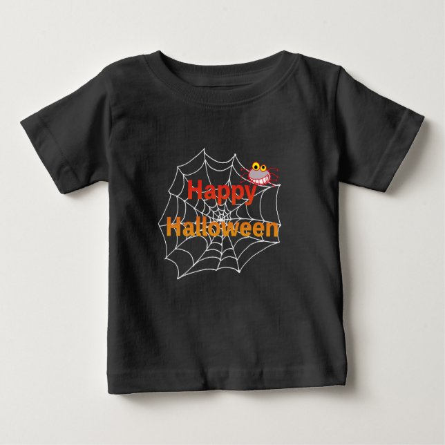Camiseta Para Bebê Aranha engraçada na Web do Halloween (Frente)