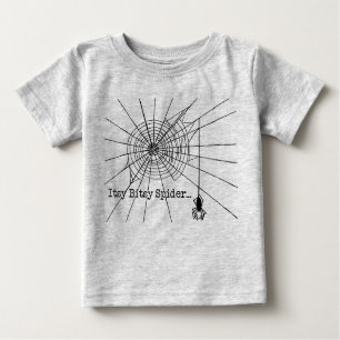 Camiseta Para Bebê Aranha presa em uma teia do Dia das Bruxas Gótico