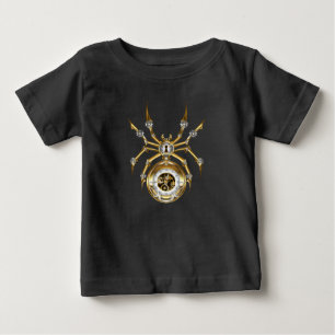 Camiseta Para Bebê Aranha Steampunk no fundo roxo