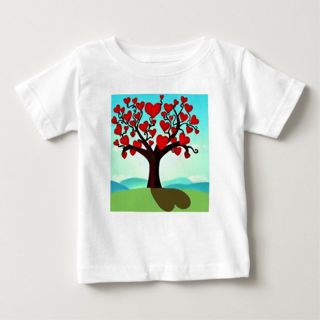 Camiseta Para Bebê  Arbre d’amour - Valentine’s day (Frente)
