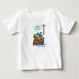 Camiseta Para Bebê Arca de Noah, Batismo Menino, Animais Bons Persona