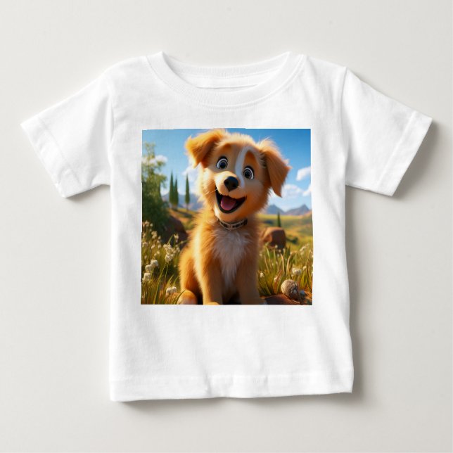 Camiseta Para Bebê Archie - Coletor de Laboratório Amarelo (Frente)