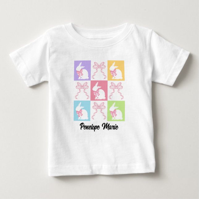 Camiseta Para Bebê Arco Coquete Coquetel de Coquetes de Páscoa Checad (Frente)