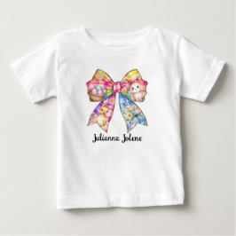 Camiseta Para Bebê Arco Coquete de Páscoa Colorido com Nome Personali