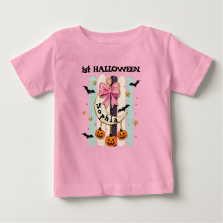 Camiseta Para Bebê Arco Coquette de 1º Halloween Personalizado Caçado