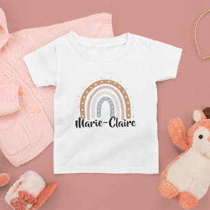 Camiseta Para Bebê Arco-íris Boho com nome neutro