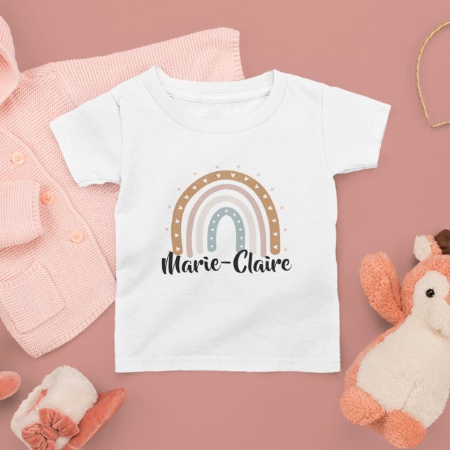 Camiseta Para Bebê Arco-íris Boho com nome neutro (Criador carregado)
