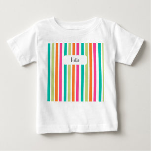 Camiseta Para Bebê Arco-íris com faixas verticais coloridas retrorcol