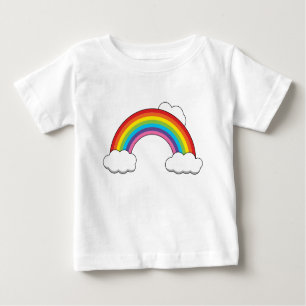 Camiseta Para Bebê Arco-íris com Nuvens Brancas